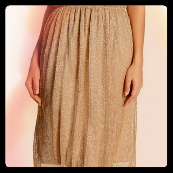 Free press gold pleated metallic skirt - Picture 3 of 6